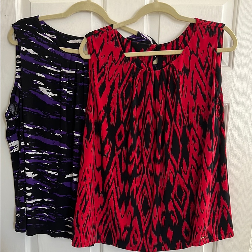 2 Calvin Klein Red and Purple Women's tank Blouses